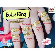 Wing Sing 916 Gold Baby Ring Adjustable / Cincin Baby Laras Emas 916 宝宝可调节戒指