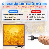 Hào Quang Phật Hoa Sen In Tranh Trúc Chỉ Vuông CHÂN THIỆN MỸ Đèn Trang Trí Bàn Thờ Treo Phòng Thờ TC