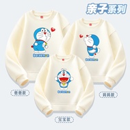 Small Heel Class Parent-Child Clothing Fleece Sweatshirt Doraemon Cute Cartoon Printed Family Casual