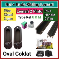 Rel Sliding Lemari Tanam U Dan M 2 Pintu Plus Roda Kunci Handle Lengkap