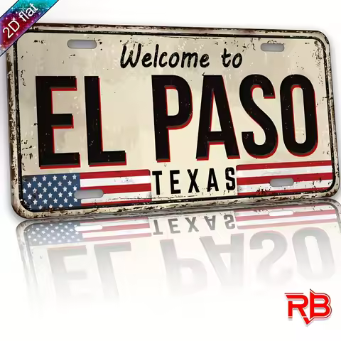 Texas AA 1234 The Lone Star State Map Vintage License Plate Style Aluminum Metal Sign Retro Western 
