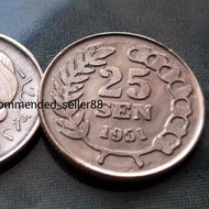 Uang koin uka uka 25 SEN Dipanegara tahun 1951 dipa negara 1952