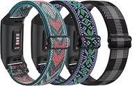 [3 Pack] Adjustable Elastic Bands Compatible with Fitbit Charge 4 / Charge 3 / Charge 4 SE Soft Stretchy Loop Bracelet Women Men Replacement Wristbands