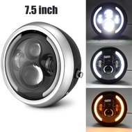 7.5 inch Universal Cafe Racer Round Motorcycle LED Head lamp Headlamp Light Refit 7.5" Motorcycle He