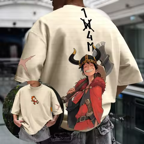 One Piece Luffy 1w4m Anime T Shirt Men Women Summer 2026 Y2k Oversized Cotton Streetwear Graphic Pri