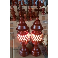 Catholic Lamp - Honeycomb Wooden Lampbag with Catholic Altar Cross (Brown)
