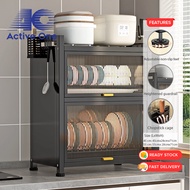 ACTIVEONE 45cm/55cm 2 Layer Dish Drying Kitchen Rack with Drain Tray Space Saving Bowl Chopstick and