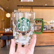 【小優精選】一杯子2022 韓國 星巴克咖啡杯 水杯 女神梨花杯創意禮品大容量玻璃杯辦公室泡茶杯  學生 情侶 透明杯子