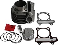 QOWUV 57.4mm Cylinder Piston Set Top End Kit, For 4 Stroke Air Cooling Scooter Moped ATV QUAD GY6 15