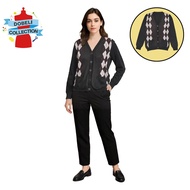 KATUN KNIT OUTERWEAR CARDIGAN BLACK ARGYLE COTTONWanita DCCW-19