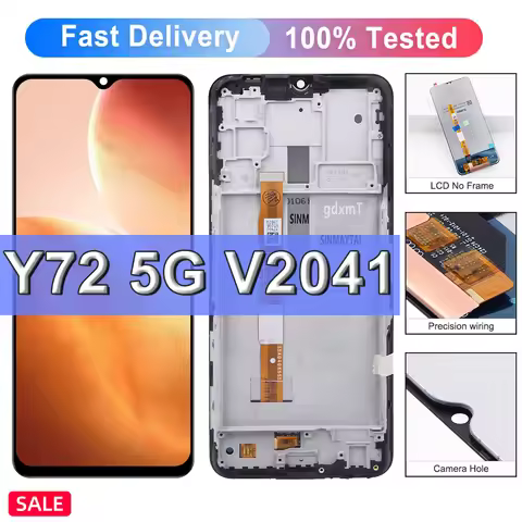 Y72 Display For Vivo Y72 5G V2041 LCD Display Touch Screen Assembly Replacement Parts For Vivo Y72 D
