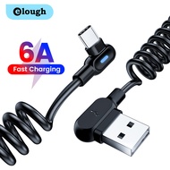 Elough 6A USB C Cable 90 Degree Elbow USB Type C Spring Data Cable Wire
