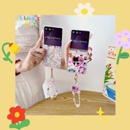 【Fold Hinge】Hard TPU For SAMSUNG Z Flip 8 7 FE 6 5 4 3 Cute Love Black Cat Rabbit Bracelet Shockproo