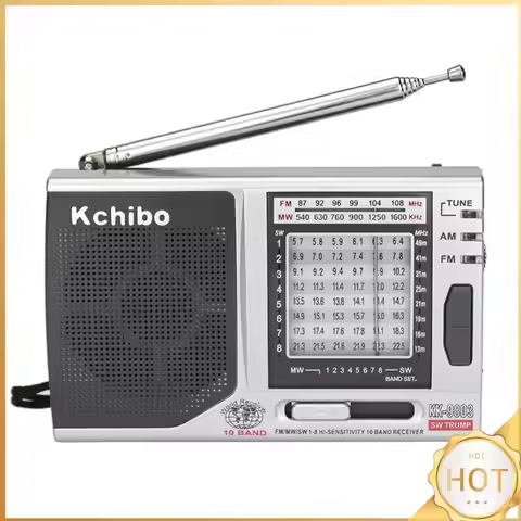KK-9803 Mini Portable Radio with Folding Kickstand FM/MW/SW1-8 Pocket Radio 3.5MM Jack Stereo Radio 