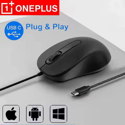 OnePlus Portable Wired Mouse Type-C Plug Ergonomic Design Tablet Notebook Office Optical Silent Mous