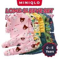 Set Baju Tidur Budak Piyama Kanak Lengan Panjang Kids Baby Pyjamas Long Sleeve 3 Months - 6 Years
