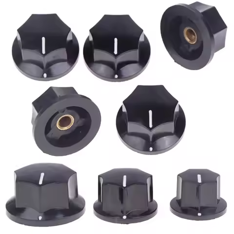 5PCS Black Bakelite Knob MF-B01 MF-B02 MF-B03 Hexagonal Potentiometer Band Switch Cap Inner Hole 6MM