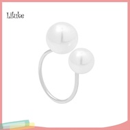 LK Faux Pearl Ring Prom Ring 2 Pcs Women Adjustable Open Rings Set Lightweight Electroplated Faux Pe