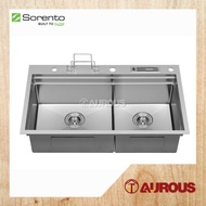 SORENTO STAINLESS STEEL 304 MULTIFUNCTIONAL KITCHEN SINK DOUBLE BOWL WITH ACCESSORIES & TAP (SRTKS88