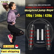 (SG Seller) Weighted Professional Crossfit Jump Rope Tangle-Free Jumping Rope Adjustable Skipping Rope Speed Crossfit Gym Workout Exercise Jump rope