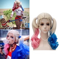 Movie Wig Suicide Squad Harley the Harley the Harley.Quinn cosplay Wig Double Braid Gradient Red Blu