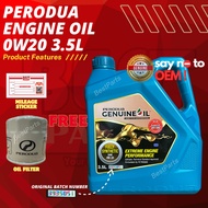 Perodua Engine Oil 0W20 Fully Synthetic (3.5L) + Perodua Oil Filter Bezza Axia Myvi Alza Lagi Best