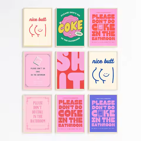 Funny Quotes Please Don't Do Coke in The Bathroom Canvas Painting Nice Butt Print Toilet Wall Art Po