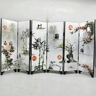 JIA  6 Pieces Flower Bamboo Divider Folding Screen Folding room Divider Partition wall Partition Folding Screen Office Gardening Room Divider Living Space Divider Screen Folding 屏风 48CMx24CMx6CM