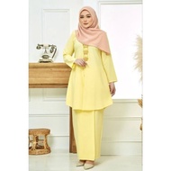 BAJU RAYA 2024 BAJU KEBARUNG PLAIN MODEN KURUNG PLUS SIZE YELLOW LIGHT MATCHA OFF WHITE BLUE BABY PINK PEACH LIMAU