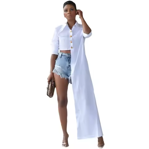 Black White Asymmetrical Long Sleeve Blouse Shirt Women Afircan Office Ladies Casual 2021 High Quali