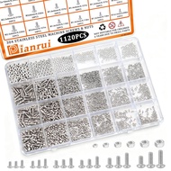 1120 PCS Skru Mikro Metrik Keluli Tahan Karat 304, Pelbagai Jenis Nat, Kit Skru Mini M1/ M1.2/ M1.4/