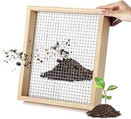Soil Sifter for Gardening, 2/5" Mesh Compost Sifter for Sifting Dirt Rocks, Wooden Frame Metal Wire 