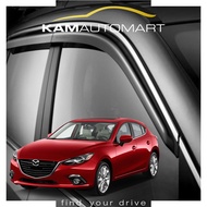 Mazda 3 (2014) - Car Window Door Visor (Black Trimming) Rain Deflector Guard (KAM AUTO MART PTE LTD)