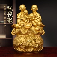Copper Monkey Ornaments Pure Copper Zodiac Monkey Holding Ingot Monkey Money Bag Monkey Lucky Monkey