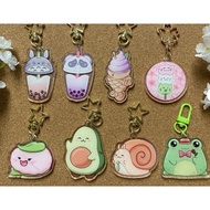 Boba, Food, Animal Keychains | Acrylic Double-Sided Charms | Taiyaki Icecream | Sakura Dango | Sakur