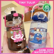 TINY TULIP [CLEARANCE] Cute Cartoon 640ML Tritan Water Bottle with Straw Strap Botol Air AC-357