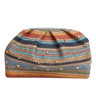 FRIDAD Rivet Straw Evening Clutch Rainbow Stripe Straw Purse Fashion Bohemian Weave Clutch Bag Women