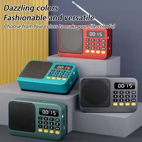Multi Function Portable FM Tuner Elderly Radio Bluetooth Speaker Music Player With TF Card USB LED D