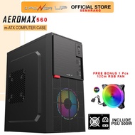 3PowerUp Casing Gaming AEROMAX AM-560 with PSU 500W m-ATX Case