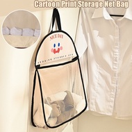 Cute Wall Hanging Mesh Bag Cartoon Print Great Load Bearing Visible Large Opening Toys Underwear Soc
