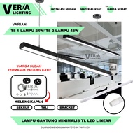 Minimalist LED Hanging Lamp Shade for Cafe, Home, Office, T8 Neon TL Fitting, Replaceable Bulb