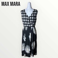 Max mara เดรสแขนกุดลายดอกสีดำขาว