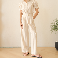 SISMANIA Unna Pants in Striped Linen กางเกงขายาวเอวสูงผ้าลินินลายทาง