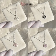 CHY SILVER women's 4-leaf clover SILVER necklace in real SILVER pastel tone NEW01