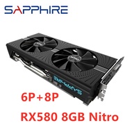 ✲SAPPHIRE RX580 8G  Used  Video Desktop PC Computer Game Map AMD  Graphics Card Mining bღ5BJh