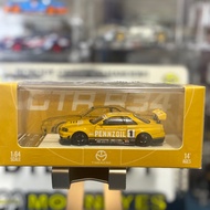 Time Micro 1: Nissan Skyline GT-R (R34) Yellow Black Penzoil Open Part [Sealed] (Limited 201/999)