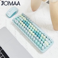 joa &amp; mofii mixed colors mini 2.4g wireless keyboard set with round keyboard and mouse combo retro keyboard with round keycap for computer mac ios pc