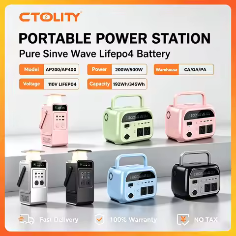 CTOLITY AP200 200W 192Wh Power Bank, AP400 500W Portable Power Station-345.6Wh LiFePo4 Battery AC Ch