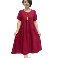 New Korean Maternity Dress Plus Size Pregnant Clothes Pregnancy Dress Casual Short-sleeved V-neck Mi