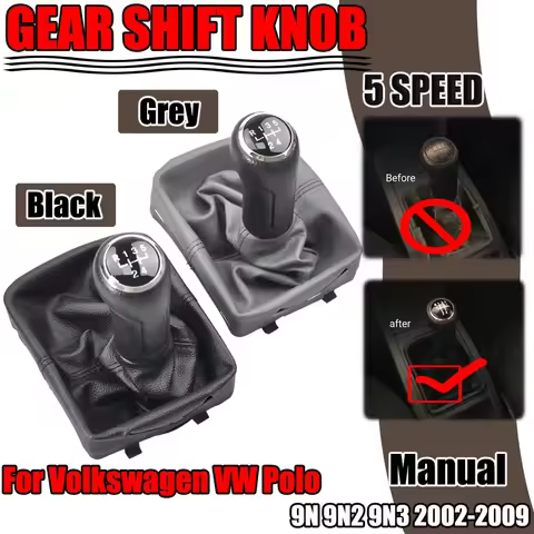 Auto Manual 5 Speed⁬ Gear Shift Knob For Volkswagen VW Polo 9N 9N2 9N3 2002 2003 2004 2005 2006 2007